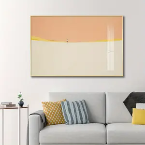 New 1pc Framed Modern Nordic Oil Painting Woman In The Pink Desert Large Size Metal Framed Canvas Printing Wall Art With Waterproof Wooden Back, Gift For Home Room Office Hotel Cafe KTV Club Bar Villa House Wall Decoratio Poster Rectangle