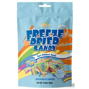 Apexy Freeze Dried Candy - Freeze Dried Rainbow Candy Assorted Flavor - Dehydrated, Crunchy, Colorful Treats & Snacks for Kids & Adults - Packed in a Resealable Pouch 2.82oz (80g) (Tart Ribbon Rush)