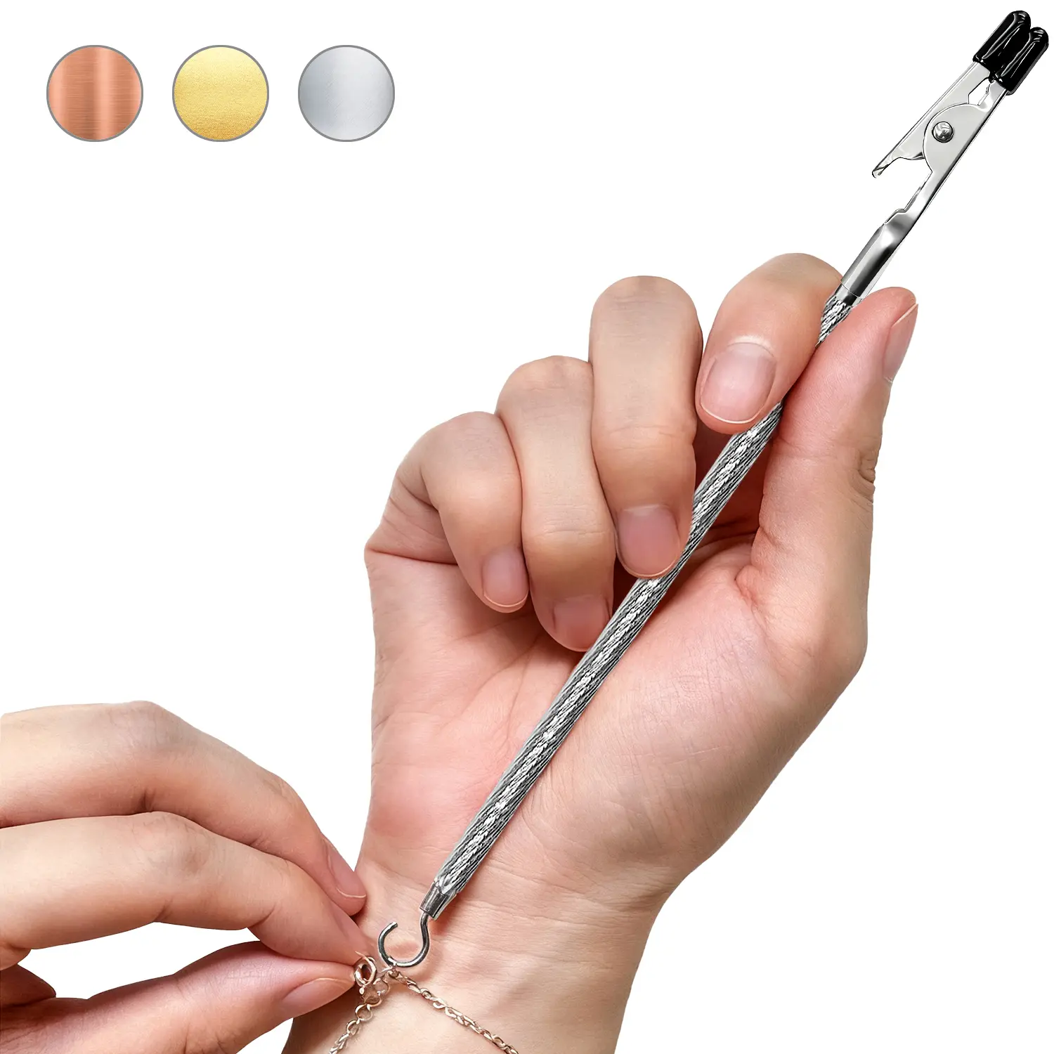 BMTWE Bracelet Helper Tool 2 in 1 Clip Clasp Helper with Hook Portable Auxiliary Tools Jewelry Clasp Assist Tool for Bracelet Necklace Watch Jewelry Easy to Put on Yourself