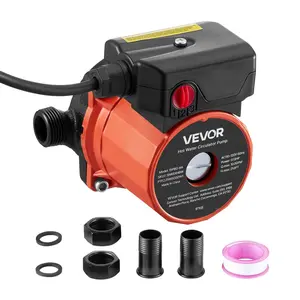 VEVOR Cast Iron Hot Water Recirculating Pump Complete Kit, 10 GPM Flow, 0.13 HP, 110-120V, 3-Speed Control, NPT 3/4 in to NPT 1/2 in Adapter, Instant Circulation System for Water Heater