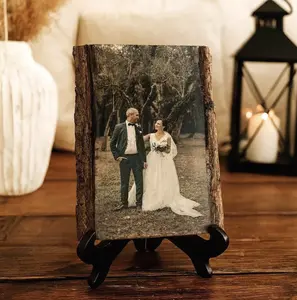 Custom Basswood Picture Frame Rustic Christmas Gift for Couples - Personalized Wood Photo Transfer for Anniversary, Wedding, or Christmas - Unique Keepsake in Small, Medium, or Large Sizes - Includes Hanging Hardware
