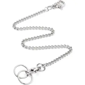 Wallet Chain, 16 inch Heavy Duty Pocket Keychain with Lobster Clasps and 2 Keyrings for Keys, Wallet, Jeans, Pants, Belt Loop, Purse and Handbag