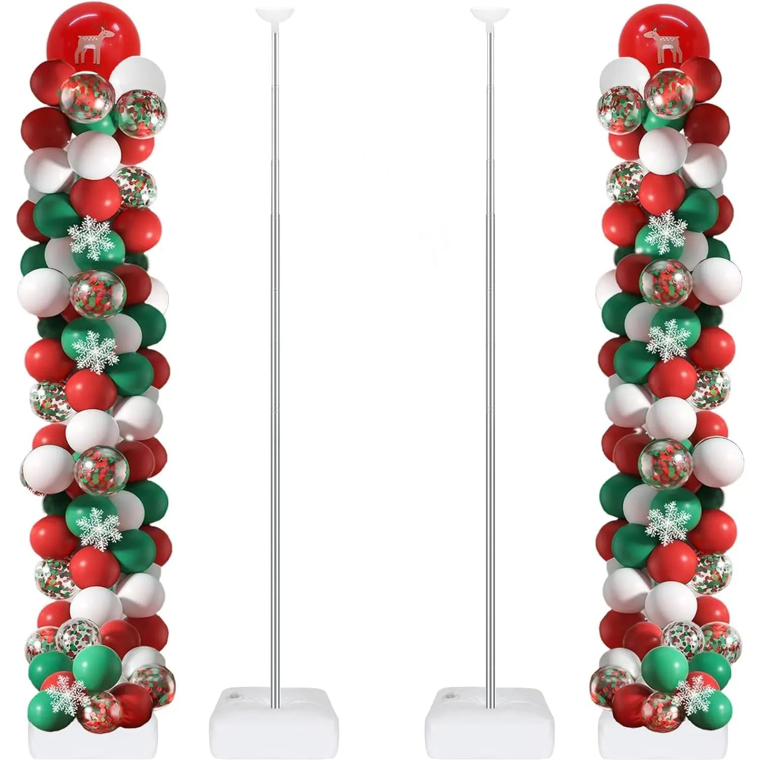 2 Set Balloon Column Stand Kit for Floor,  2025  Balloon Tower Stand Kit with Heavy Base, Adjustable Metal Balloon Stand for Party Decoration