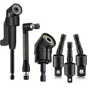 6-Piece Right Angle Drill Bit Adapter Set, 360° Rotatable Sockets, Hex Shank 105° Drills, Durable Steel, Multi-Function Drill Accessories