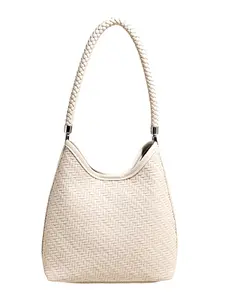 New Minimalist Woven Bucket Bag, Large Capacity Casual Lazy Style Shoulder Tote, Trendy Fashion Accessory for Everyday Use