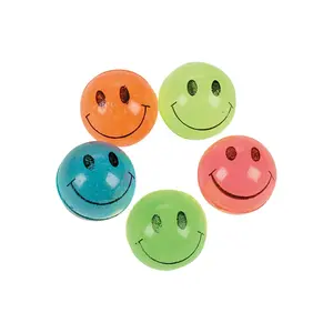 3/4" Bulk 144 Pc. Mini Smile Face Solid Color Rubber Bouncy Balls