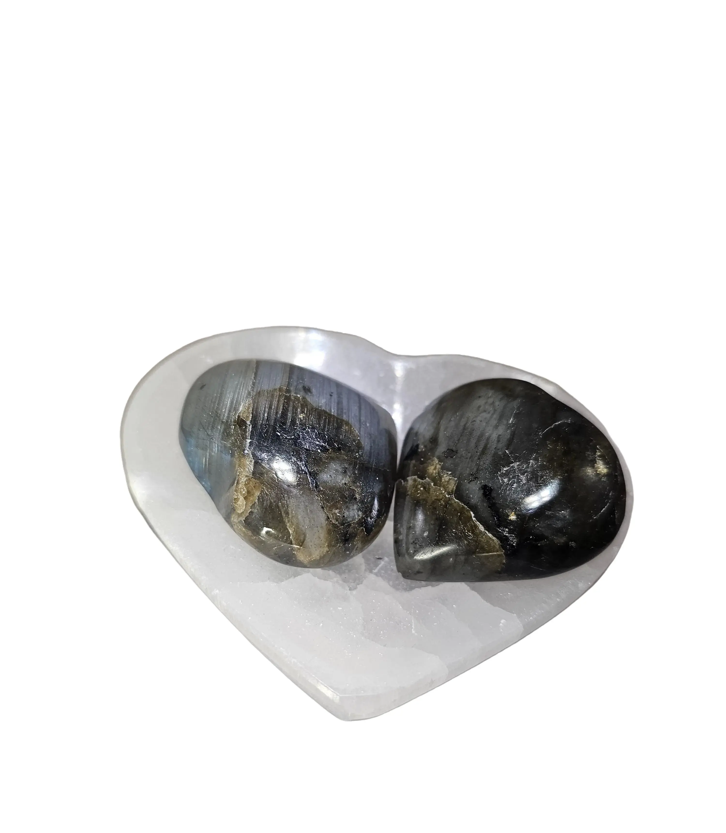 Natural Crystal Hearts - Lepidolite, Rose Quartz, and Labradorite
