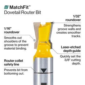 MATCHFIT Dovetail Router Bit (14-Degree by 1/2") MATCHFIT Dovetail Router Bit (14-Degree by 1/2")