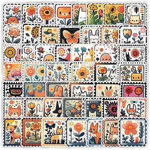 Animal Postage Stamp Pattern Sticker, 50pcs/set Cute Cartoon Sticker, Decorative Sticker with Unique Animal Designs and Versatile Usage for Scrapbooking, Journaling, Gift Wrapping