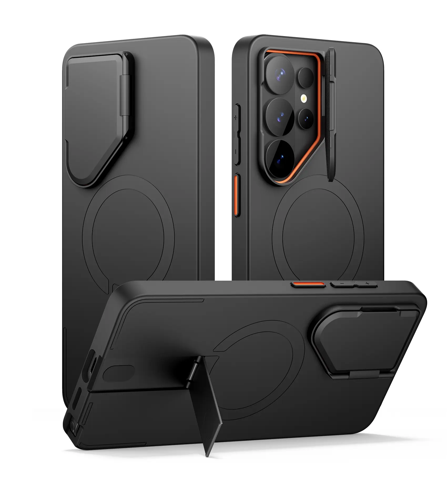 SURITCH for Samsung Galaxy S26/S25/S24/S23 FE Plus Ultra Phone Case, Magnetic Protective Cover with Camera Cover & Adjustable Metal Kickstand for Galaxy S26 Ultra/S26 Plus/S26/S25 Ultra/S25 Plus/S25 FE/S25/S24 Ultra/S24 Plus/S24 FE/S24/S23 Ultra