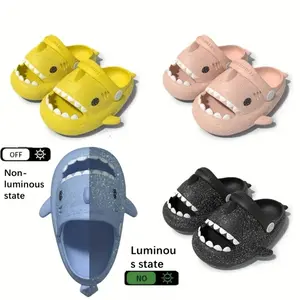Shark Slides Original Luminous Squishy Cloud Slides Anti-Slip House Shark Slippers Beach Bath Shoes Slide Sandals