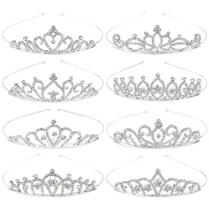 8 pack Metal Sparkly Rhinestone Crown Headbands Silver Hair Jewelry Accessories Crystal Tiara Crowns Rhinestone Queen Crowns for Girls Teens Women Brides Fashion Accessories
