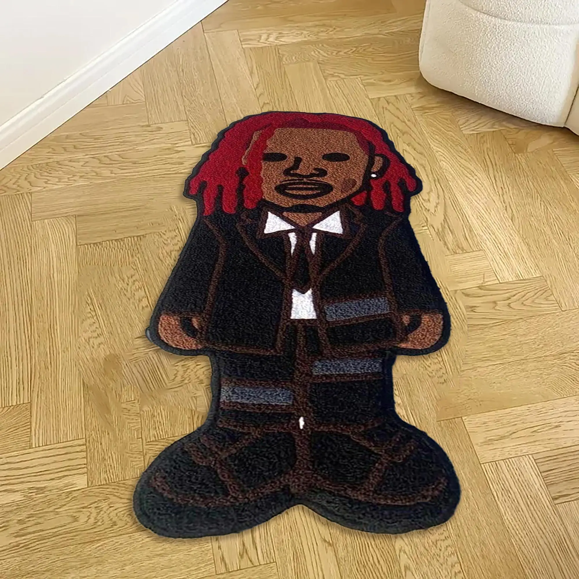 Hip Hop Character Pattern Rug, Creative Music Room Decoration, Home Decor Rug, Household Decorative Rug, Legendary Rapper Rug, Art Area Rug, Print Rug, Polyester Rug, Perfect Gift for Him