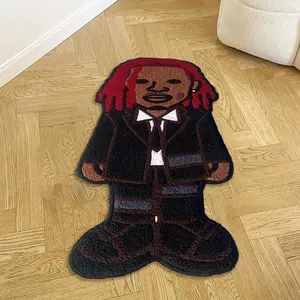 Hip Hop Character Pattern Rug, Creative Music Room Decoration, Legendary Rapper Rug, Art Area Rug, Print Rug, Perfect Gift for Him