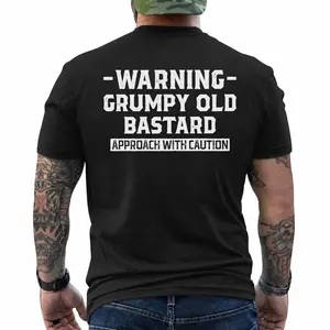 Funny Grumpy Shirt Grandfather Humorous Gifts Sarcastic Tee Grandpa Joke Shirts, Short Sleeve Printed Graphic Shirt, Daily Casual Cotton Menswear