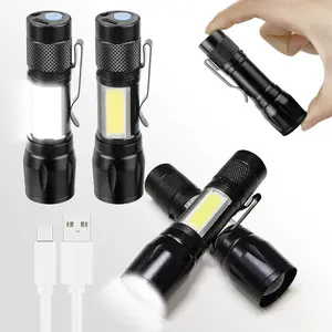 Rechargeable Flashlights USB-C, Stocking Stuffers Small LED Lantern Flashlights, Bright Clip-On Light EDC Flash Light with Side COB Light for Camping Home Emergency, 4 Pack