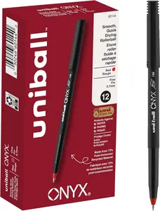 Uniball Onyx Rollerball Stick Pen 12 Pack, 0.7Mm Fine Red Pens, Gel Ink Pens | Office Supplies, Pens, Ballpoint Pen, Colored Pens, Gel Pens, Fine Point, Smooth Writing Pens