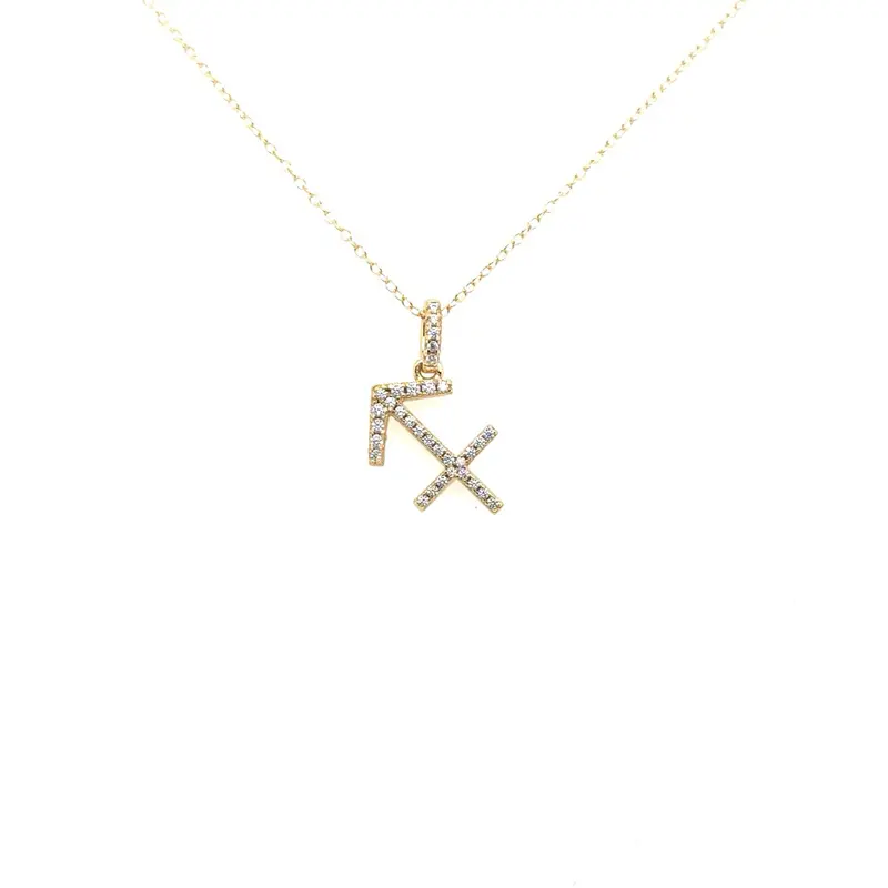 Sterling Silver Sagittarius Symbol Necklace with Pendant and Chain