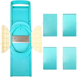 4-in-1 Versatile Slicing Power Stainless Steel Vegetable Cutter with Safety Guard, Compact & Easy to Clean Julienne Slicer for Kitchen Prep