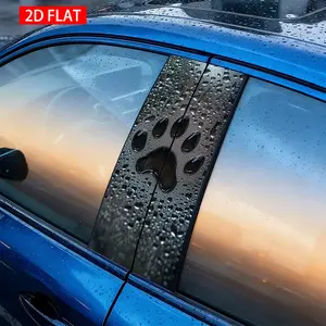 2Pcs Rainy Paw Print Car B-Pillar Sticker, PVC Self-Adhesive Waterproof Scratch-Resistant Decal, Exterior Car Accessory, Perfect For Car B Pillars, Bumpers And More Vehicle Decoration Scenarios