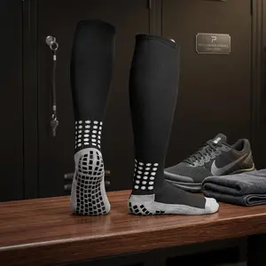 Kids Soccer Grip Socks (2 Pairs) - Anti Slip Non Slip Soccer Socks with Grip Pads for Boys Girls Age 6-9, Breathable Comfortable Athletic Sports Socks Perfect for Football Training, Practice, Match, Youth Children's Sports Accessories