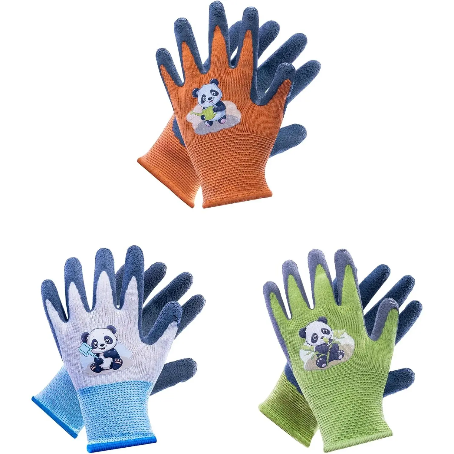 SQ-HBL004 3 Pairs Skin-Friendly kids gardening gloves for Age 2-4, Rubber Coated childrens garden gloves, toddler work gloves, XXXS