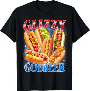 [100% Cotton]Funny Glizzy Gobbler Meme Hilarious Hot Dog Glizzy Lovers T-Shirt