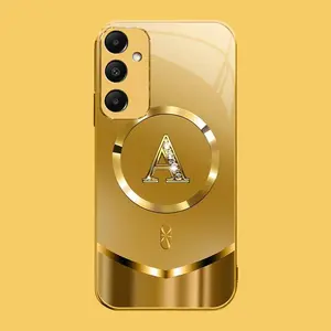 Suitable for [Galaxy A15] high-end MagSafe phone case🥰，Luxury Gold 26 Initial phone Case Bling Monogram 952