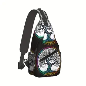 [Made in US] Crossbody Chest Bag Hiking Backpack Tree And Life Viking Symbol Shoulder Bag Folding Large Capacity Fashion Durable Can Be Used For Shopping, Work, Leisure Travel Beach Bag Fishing Backpack