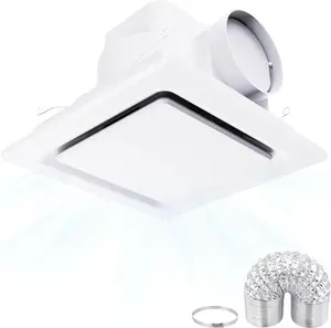 Bathroom Exhaust Fan without Light, 10" Panel Bathroom Ceiling Ventilation Fan (8x8 Mount), 130 CFM 1.0 Sones, Quiet Square Bath Fan for Bathrooms, Shower, Office, Restroom Etc