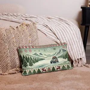 Christmas Jeep Adventure Throw Pillow - Cozy Holiday Décor