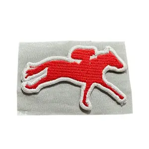 Red and White Race Horse Embroidered Hat Patch