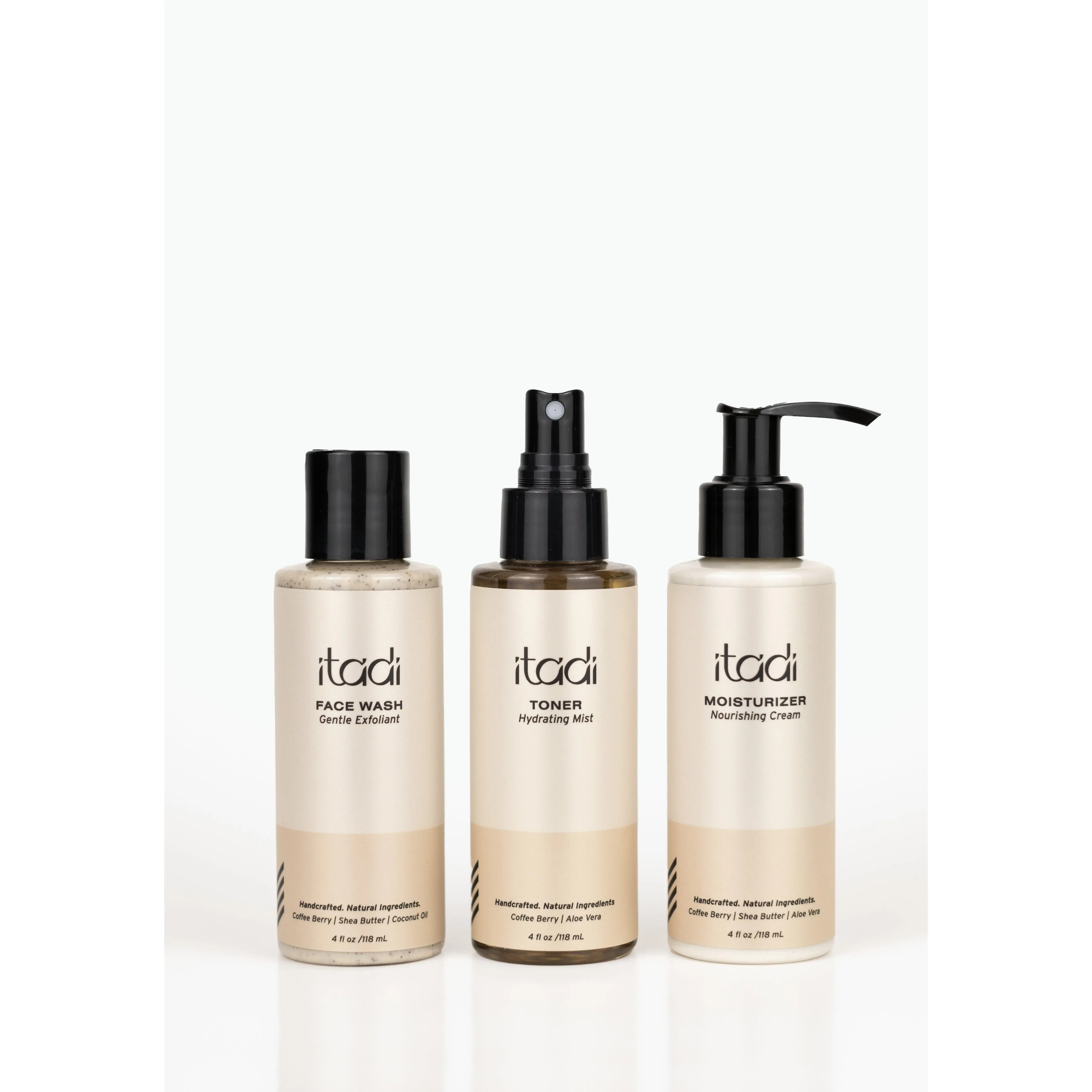 3 - Step Coffee Berry Glow Set (Cleanser, Toner, Moisturizer) - Sensitive Skin Safe Acne Exfoliate