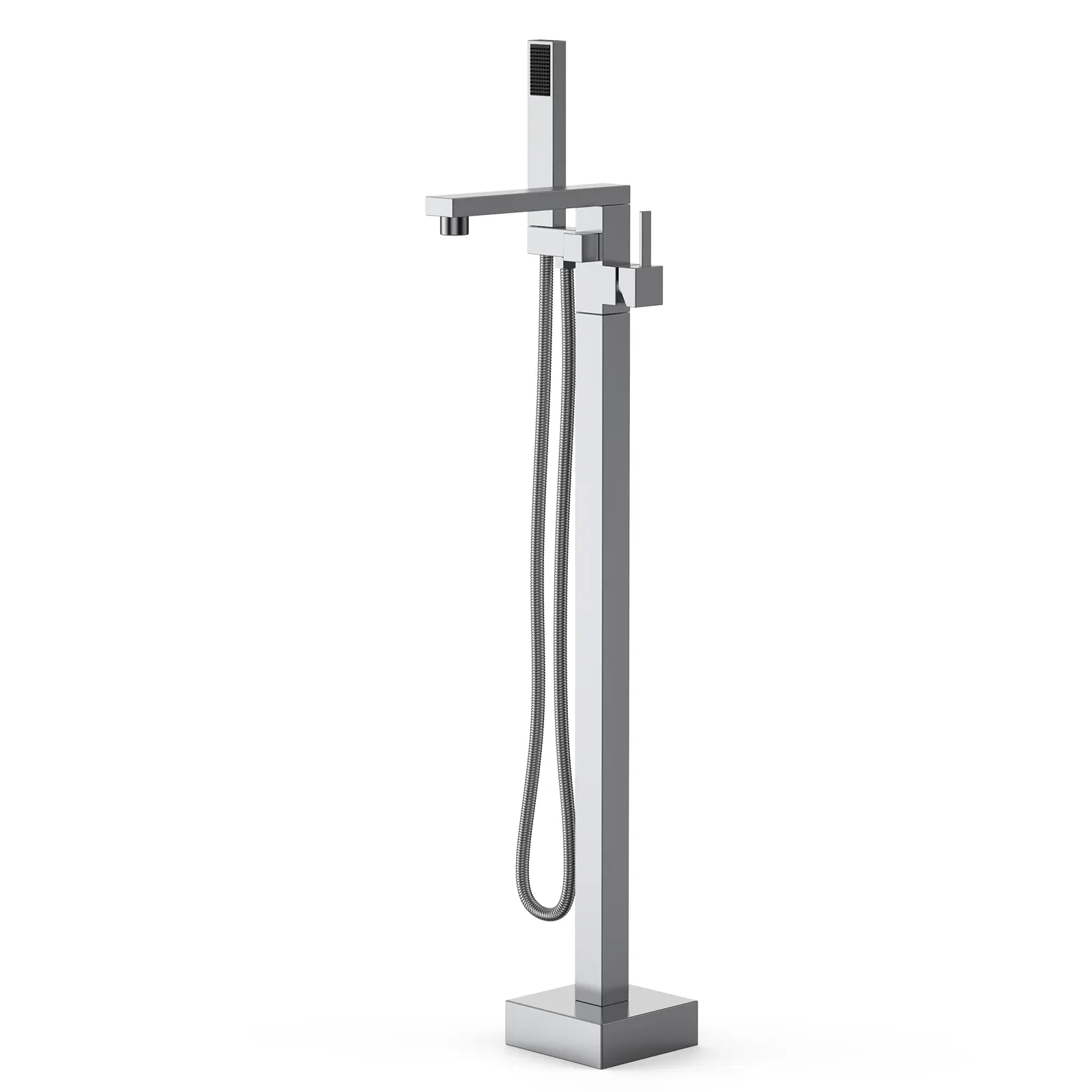Freestanding Bathtub Faucet, Floor Mount Tub Filler,Standing Tub Faucet,Single Handle Brass Tap with Handheld Shower and Swivel Mixer Spout