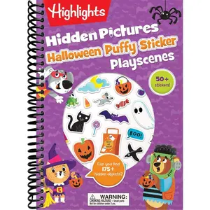 Halloween Hidden Pictures Puffy Sticker Playscenes: Over 50 Reusable Halloween Stickers to Decorate, Find Over 175 Hidden Objects, Solve Mazes and More (Highlights Puffy Sticker Playscenes)