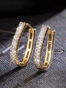 1 Pair Elegant Cubic Zirconia Hoop Statement Earrings For Women For Valentine's Day Gift Wedding Anniversary Engagement Party Jewelry Sparkling Zirconia