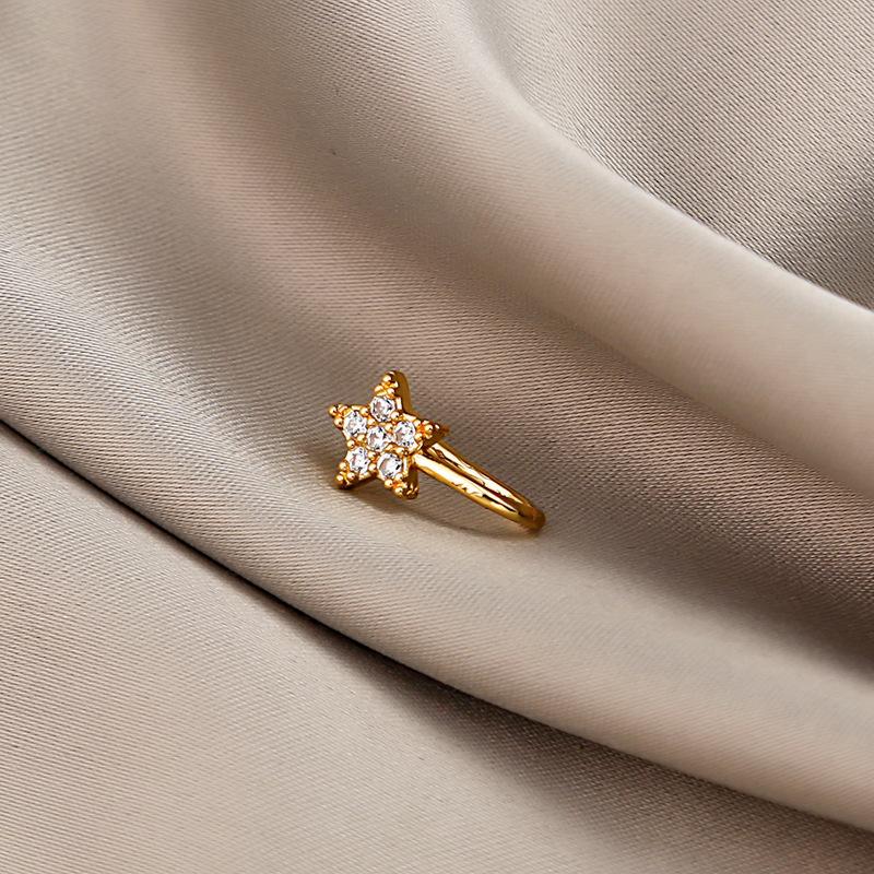 Nose accessory with non perforated U-shaped nose clip and micro inlaid zircon heart lightning crown nose nail made of copper material, easy to wear