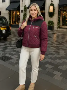 URBAN BUCK Premium Lightweight Puffer Jacket Womens - Water-Repellant Quilted Down Insulated Winter Hooded Jackets for Women -Blizzard Edge DuoTone Women Puffer Jacket