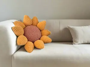 Crochet Pillow Sunflower