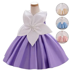 Sleeveless Flower Girl Dress with Oversized 3D Flowers & Two-Tone Pleated Skirt for Summer Party purple communion  dresses kiddie  prom