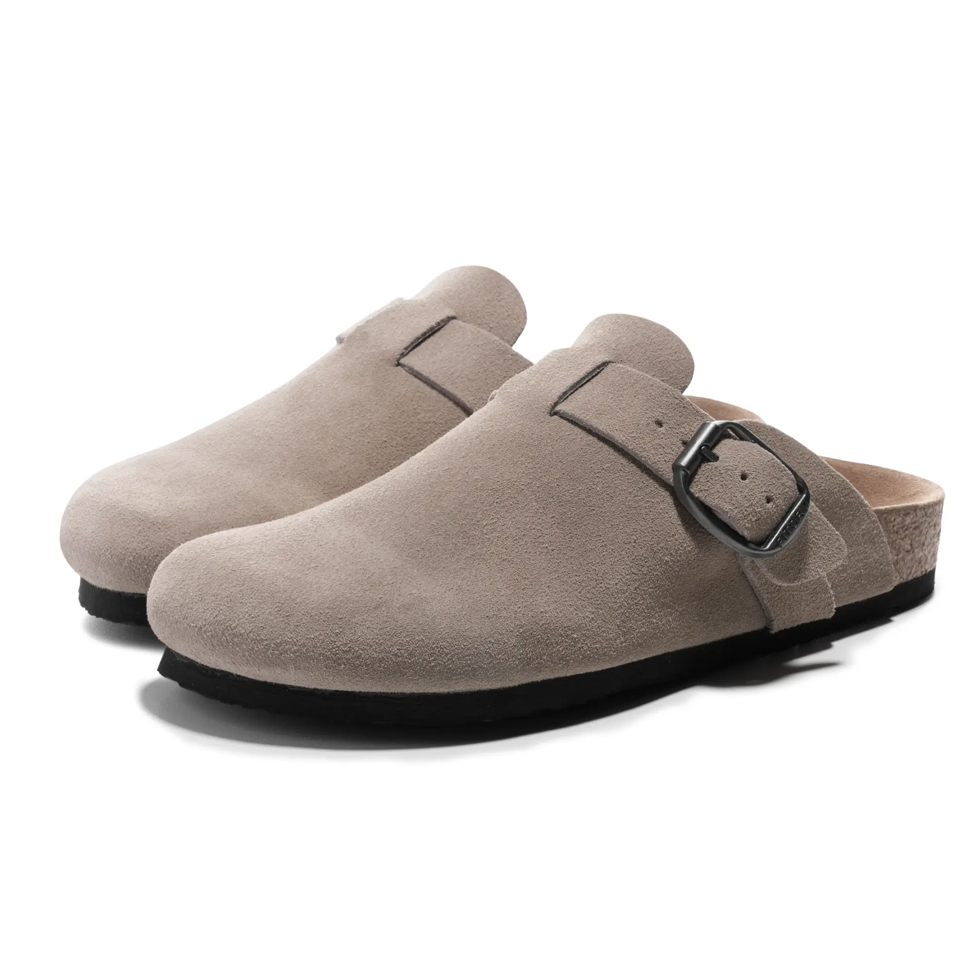 FITORY Clogs for Men, Men's Round Headed Cork Clogs Retro Outdoor Slippers, Suede Leather, Adjustable Straps Fashion Walking Shoes Size 7-14