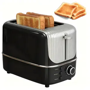 2 Slice Retro Toaster, Household Breakfast Maker, 35mm Extra Wide Slots, 7 Browning Levels, Defrost/Cancel/Reheat, Auto Pop-Up & Removable Crumb Tray, Stainless Steel Bread Bagel Toaster, Ideal Holiday Present for Family & Friends