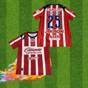 25 26 LIGA MX Chivas de Guadalajara Home 25#Alvarado Soccer Jerseys Mexico League Fans Version Short Sleeve Jersey Quick Dry Football Jersey
