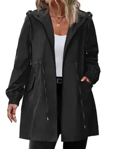 Zeagoo christmas Plus Size Women's Rain Jacket - Lightweight Polyester Coat for Outdoor Activities - Casual