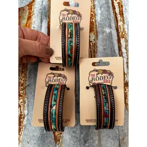 Mosaic Turquoise Leather Cuff