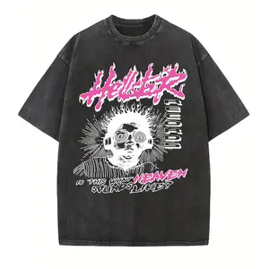 Hellstar Records "Heaven Sounds Like" Washed Oversized Tee - Y2K Streetwear