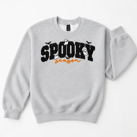 Spooky Season Glitter Embroidered Sweatshirt