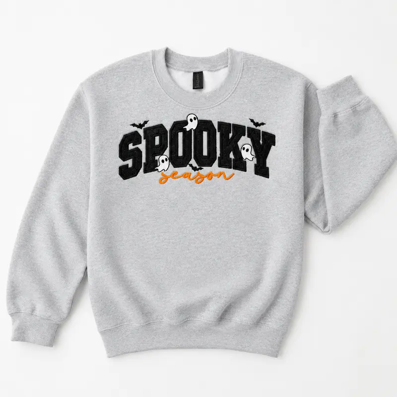 Spooky Season Glitter Embroidered Sweatshirt