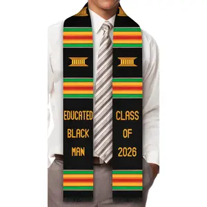Educated Black Man Class of 2026 Authentic Handwoven Kente Cloth Graduation Stole