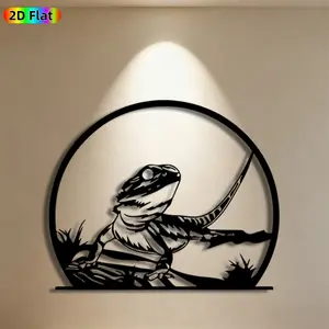 1pc Bearded Dragon Metal Wall Art, Vivid Bearded Dragon Statue Mural, Ideal Gift for New Year, Easter, Reptile Decor Enthusiasts, Weather-Resistant Metal Wall Decor , Perfect for Garden Fence & Living Room Wall, Unique Reptile-Themed Home Decor